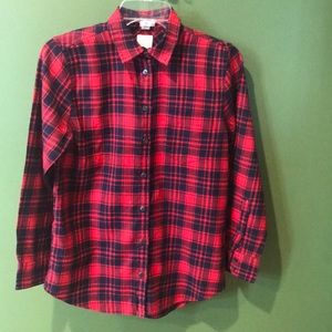 J Crew Petite Boy Fit LongSleeve Flannel Shirt